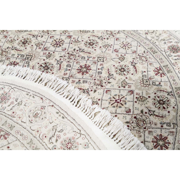 Bokara Rug Co., Inc. HandKnotted HighQuality Beige and Ivory Round